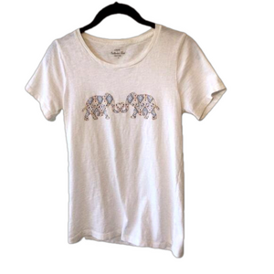 J. Crew Factory Kissing Elephants Print Collector Tees S